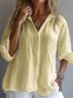 Shirt Collar Long Sleeve Plain Regular Micro-Elasticity Regular Fit Shirt For Women
