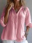 Shirt Collar Long Sleeve Plain Regular Micro-Elasticity Regular Fit Shirt For Women