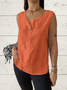 V Neck Sleeveless Plain Regular Regular Fit Shirt For Women