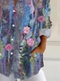 Shirt Collar Long Sleeve Floral Buckle Regular Loose Button Up Shirt Shirt For Women