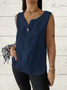V Neck Sleeveless Plain Regular Regular Fit Shirt For Women