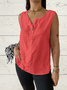 V Neck Sleeveless Plain Regular Regular Fit Shirt For Women