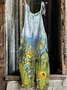 Women Sleeveless Spaghetti Regular Fit Long Daily Casual Floral Natural Cami Jumpsuit