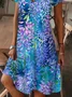 Women Floral V Neck Short Sleeve Comfy Casual Maxi Dress
