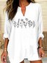 V Neck Long Sleeve Geometric Regular Micro-Elasticity Regular Fit Shirt For Women