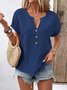 Casual Plain V Neck Short Sleeve T-shirt