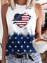 Independence Day Crew Neck Sleeveless America Flag Tank For Women