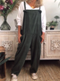 Women Sleeveless Square Neck Long Daily Casual Plain Natural Cami Jumpsuits