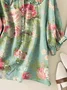 Shawl Collar Short Sleeve Floral Printing Regular Loose Button Up Shirt Shirt For Women