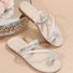 Large Size Women's Toe Sandals Summer New European And American Women's Beach Sandals Rhinestone Flower Flat Slippers