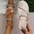Large Size Women's Toe Sandals Summer New European And American Women's Beach Sandals Rhinestone Flower Flat Slippers