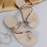 Large Size Women's Toe Sandals Summer New European And American Women's Beach Sandals Rhinestone Flower Flat Slippers