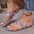Ethnic Retro Flat Toe Slippers 2025 Summer New Breathable Printed Roman Style Slippers