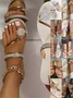 Large Size Women's Toe Sandals Summer New European And American Women's Beach Sandals Rhinestone Flower Flat Slippers