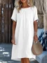 Women Plain Crew Neck Short Sleeve Comfy Casual Midi Dress