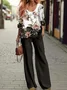 Women's Floral Printing Two-Piece Set Daily Long Sleeve Casual Spring/Fall Top With Pants Matching Set