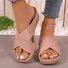 Vintage Plain Breathable Slip On Block Heel Wedge Sandals Hollow Out