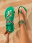 Vintage Geometric Breathable Slip On Flat Heel Thong Sandals Glitter