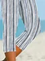 Casual Striped Capris Elastic Waist Printing Pant