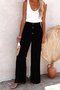 Casual Plain Long Elastic Waist Split Joint Pants