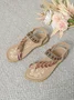 Vintage Geometric Breathable Slip On Flat Heel Thong Sandals Glitter