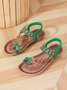 Vintage Geometric Breathable Slip On Flat Heel Thong Sandals Glitter