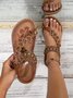 Vintage Geometric Breathable Slip On Flat Heel Thong Sandals Glitter