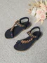 Vintage Geometric Breathable Slip On Flat Heel Thong Sandals Glitter