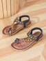 Vintage Geometric Breathable Slip On Flat Heel Thong Sandals Glitter
