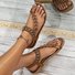 Vintage Geometric Breathable Slip On Flat Heel Thong Sandals Glitter