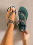 Vintage Geometric Breathable Slip On Flat Heel Thong Sandals Glitter