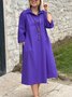 Women Plain Shirt Collar Three Quarter Sleeve Comfy Casual Maxi Shirt Dress