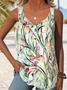 Casual V Neck Floral Tank Top