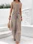 Women Geometric V Neck Sleeveless Vintage Summer Jumpsuit