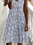 Women Floral Summer Printing Dress V Neck Short Sleeve Fit & Flare Dress A-Line Dress