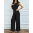 Women Plain Crew Neck Sleeveless Casual Summer Jumpsuit