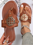 Ladies Spot Flip Flops Pu Shoes Metal Buckle Sandals Hardware Buckle Summer Flat Slippers