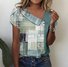Casual Striped Asymmetrical Short Sleeve T-shirt