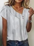Casual Striped Asymmetrical Short Sleeve T-shirt