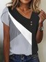 Casual Striped Asymmetrical Short Sleeve T-shirt