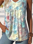 Casual Floral V Neck Sleeveless T-shirt