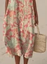 Women Floral Summer Dress Crew Neck Sleeveless A-Line Dress