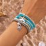 Ins Style Bohemian Beach Vacation Summer Shell Turtle Fishtail Rice Beads Multi-layer Stacking Bracelet Set