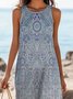 Women Paisley Summer Dress Crew Neck Sleeveless A-Line Dress