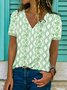 Casual Floral V Neck Short Sleeve T-shirt