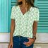 Casual Floral V Neck Short Sleeve T-shirt