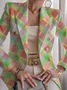 Women Geometric Spring/Fall Outerwear Vintage Printing Long Sleeve Regular Blazer