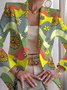 Women Geometric Spring/Fall Outerwear Vintage Printing Long Sleeve Regular Blazer