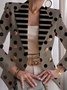 Women Geometric Spring/Fall Outerwear Vintage Printing Long Sleeve Regular Blazer