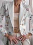 Women Geometric Spring/Fall Outerwear Vintage Printing Long Sleeve Regular Blazer